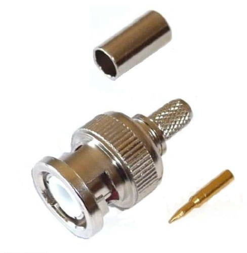 BNC wtyk zagniatany na kable typu RF7/CNT300/Aircell 7/5D-FB, izolator teflonowy