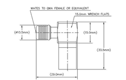 QMA  wtyk zagniatany kątowy na kable RG8/H1000/CNT-400/LMR-400