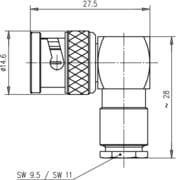 BNC wtyk kątowy lutowano skręcany RG58/223/142