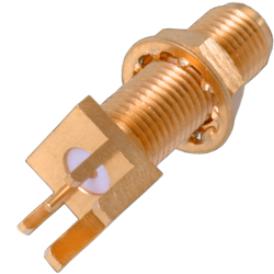 SMA gniazdo panelowe krawędziowe do druku (PCB), złocone