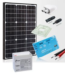 Panel słoneczny + akumulator + regulator do kampera 50W zestaw