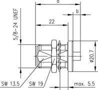 N gniazdo panelowe lutowane na kable półsztywne typu RG402/UT141
