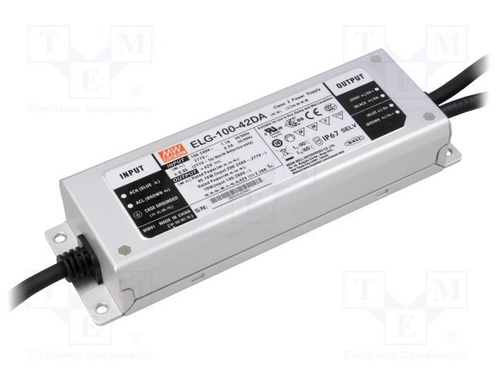 Zasilacz LED Mean Well ELG-100-42DA | 96W 42V 2.3A IP67 | DALI