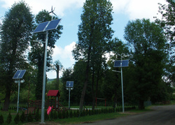 Zestaw zasilania hybrydowego | lampa LED 40W + turbina wiatrowa + panel foto + konstrukcja do słupa | Zestaw #18