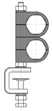 Uchwyt podwójny na feeder 1.5/8" (śr. 52mm) uniwersalny (kowadełko) [FU 2x1.5/8" (52)]