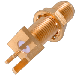 SMA gniazdo panelowe krawędziowe do druku (PCB), złocone