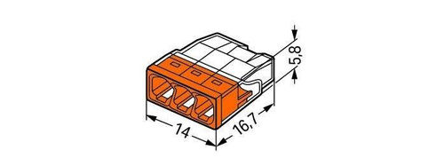 Szybkozłączka Wago Compact 3x2,5 mini pomarańczowa