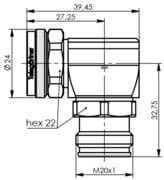 Adapter kątowy 4,3-10  m/f . Klucz SW 22
