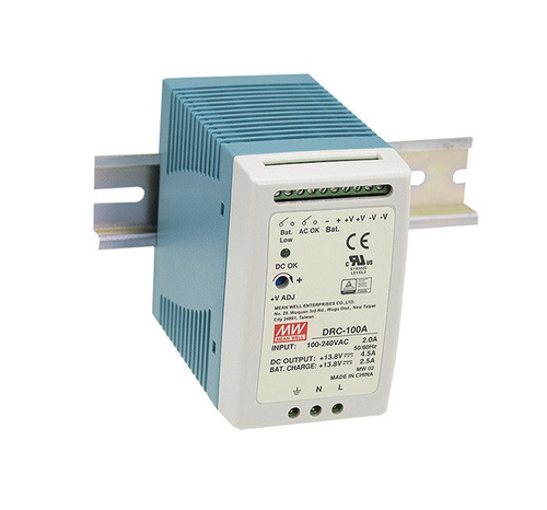 DRC-100A zasilacz buforowy DIN 13.8V 4.5A 2.5A 100W Mean Well