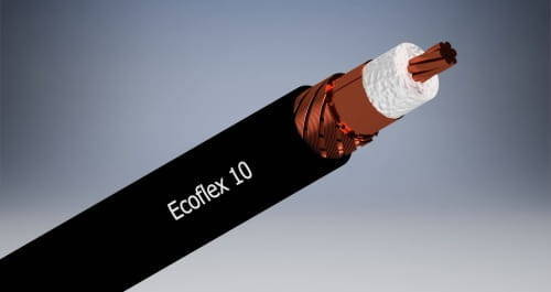 Kabel koncentryczny 50Ω typu Ecoflex 10 z żyłą linkową , DC-6 GHz
