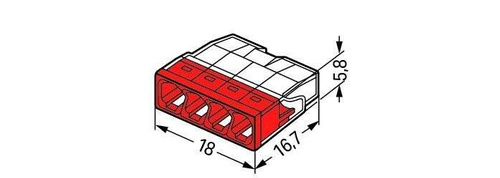 Szybkozłączka Wago Compact 4x2,5 mini czerwona