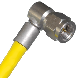 SMA wtyk zagniatany kątowy na RG142/223/400, niklowany