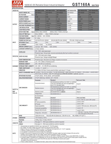 Zasilacz desktop MW impulsowy GST160A24-R7B | 160W 24V 6,67A