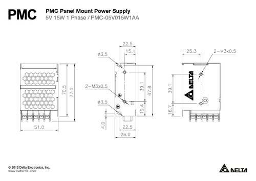 PMC-05V015W1AA zasilacz modułowy 5V 3A 15W Delta Electronics