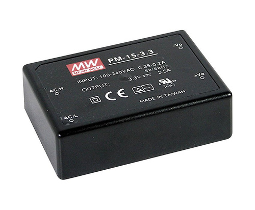 Zasilacz medyczny do wlutowania Mean Well PM-15-12 | 15W 12V 1.2A