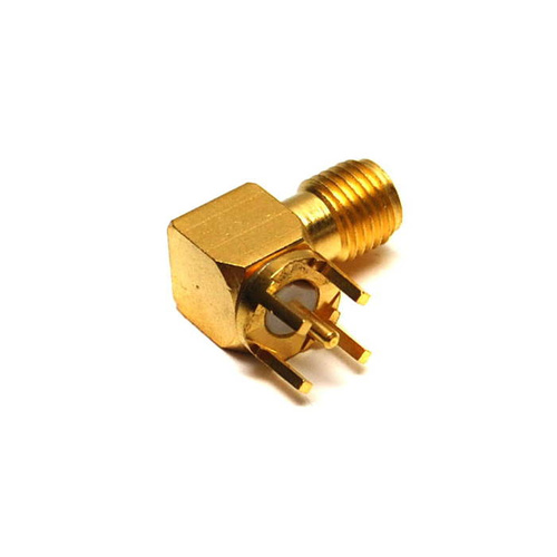 SMA gniazdo kątowe do druku (PCB), złocone