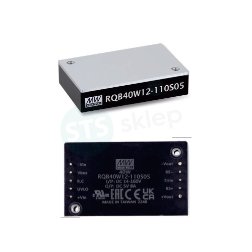 RQB40W12-110S24 przetwornica kolejowa DC/DC 40W 24V moduł Mean Well