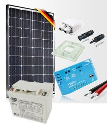Panel słoneczny + akumulator + regulator do kampera 100W zestaw