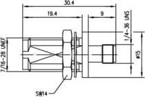 Adapter  panelowyTNC-f/SMA-f  , 11 GHz