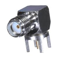 SMA gniazdo kątowe do druku (PCB), niklowane