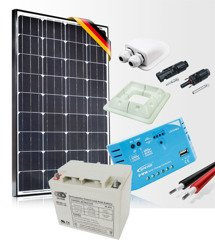 Panel słoneczny 130W + Akumulator 85Ah + Regulator do kampera Zestaw solarny