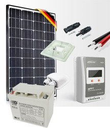 Panel słoneczny + akumulator + regulator MPPT kampera 100W zestaw