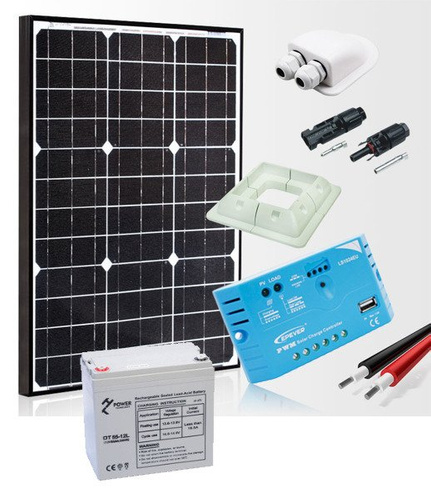 Panel słoneczny + akumulator + regulator do kampera 50W zestaw