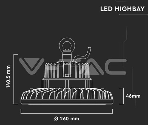 High Bay V-TAC MeanWell 100W 12000lm 4000K 5lat 1-10V