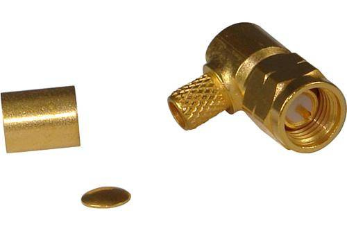 SMA RT(Reverse Thread )wtyk zagniatany kątowy na RG142/223/400