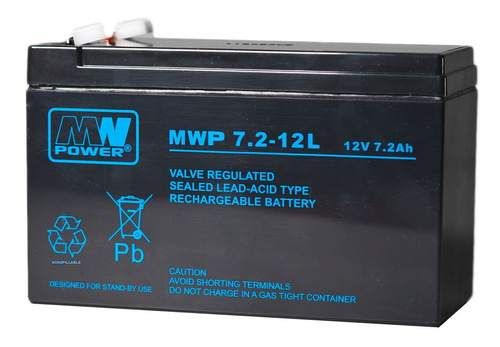 Akumulator VRLA AGM MW POWER MWP 7.2-12L 12V 7.2Ah T2 