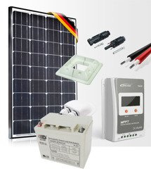 Panel słoneczny 130W + Akumulator 85Ah + Regulator MPPT do kampera Zestaw