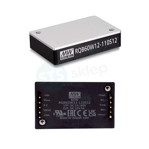RQB60W12-110S48 przetwornica kolejowa DC/DC 60W 48V moduł Mean Well