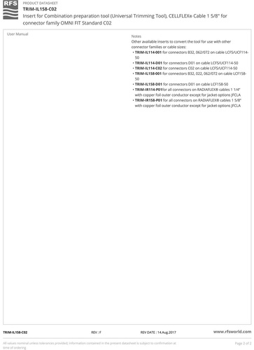 Wkład wymienny do zarabiarki UTT do kabla LCF158 (złącza C02)