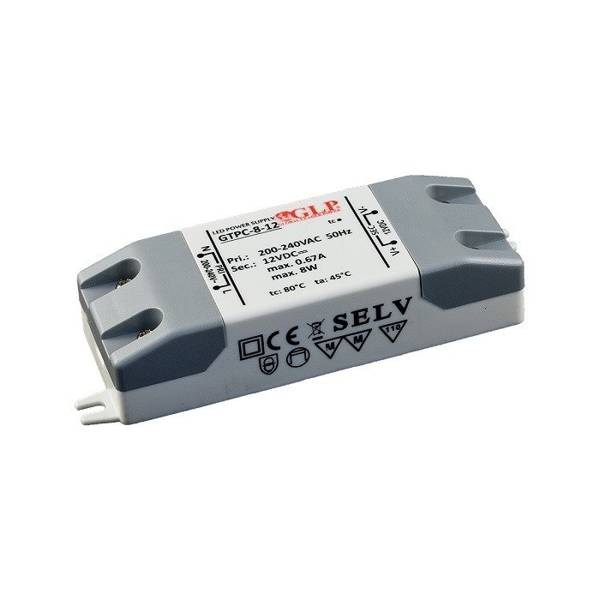 Zasilacz LED GTPC-8-12 | 12V 0.6A 8W 